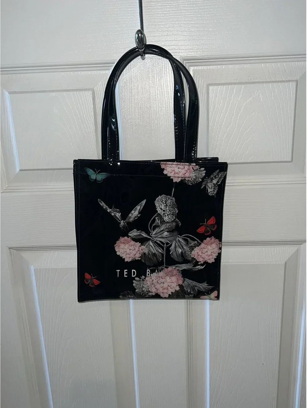 Ted Baker vinyl purse black floral printed butterfly